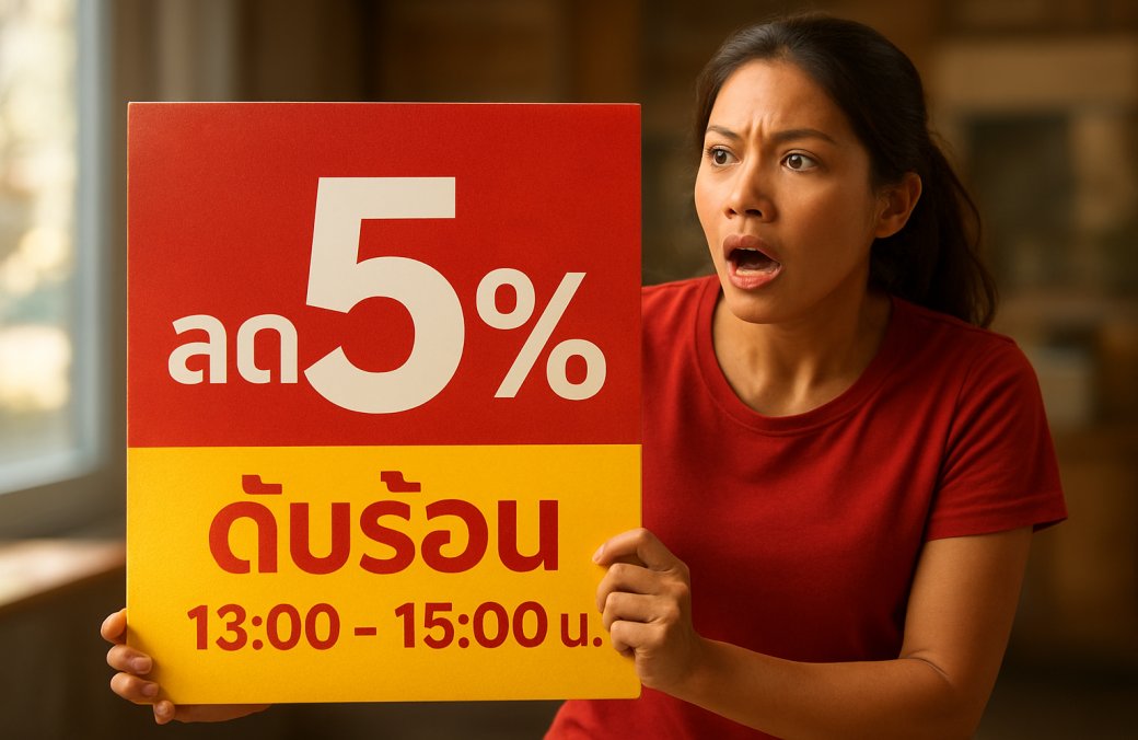 สั่งช่วงบ่ายโมง ถึงบ่ายสาม ลดอีก 5% ช่วยดับร้อน
